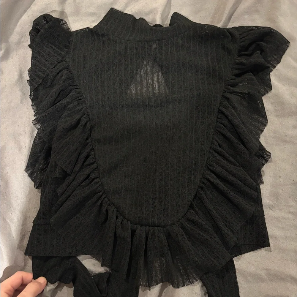 FAVLUX Black Ruffled Blouse - Picture 1 of 3